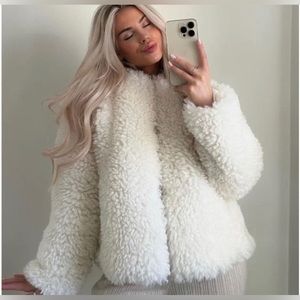 Zara Faux Fur Hooded Coat Jacket New XS